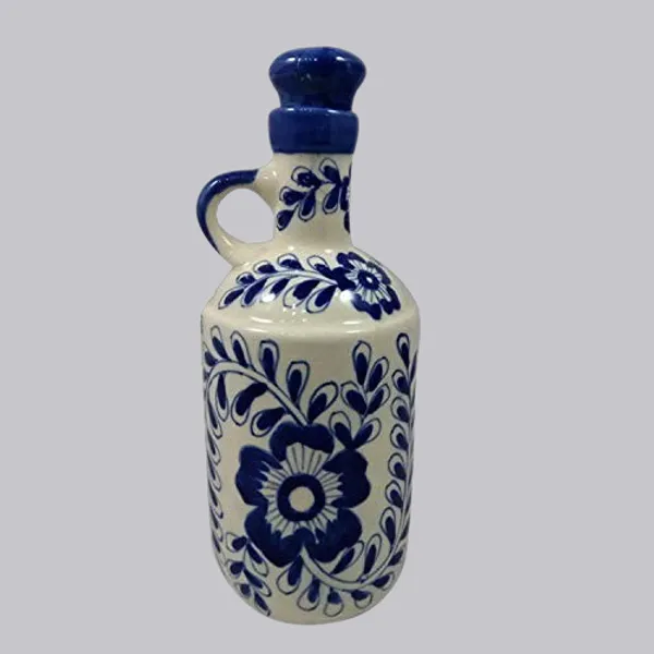 Blue_Ceramic_Multipurpose_Storage_Bottle_Jug_Jar_Oil_Dispenser_With_Lid_Hand_Painted_Floral_Design_Kitchen_Storage_750_ML