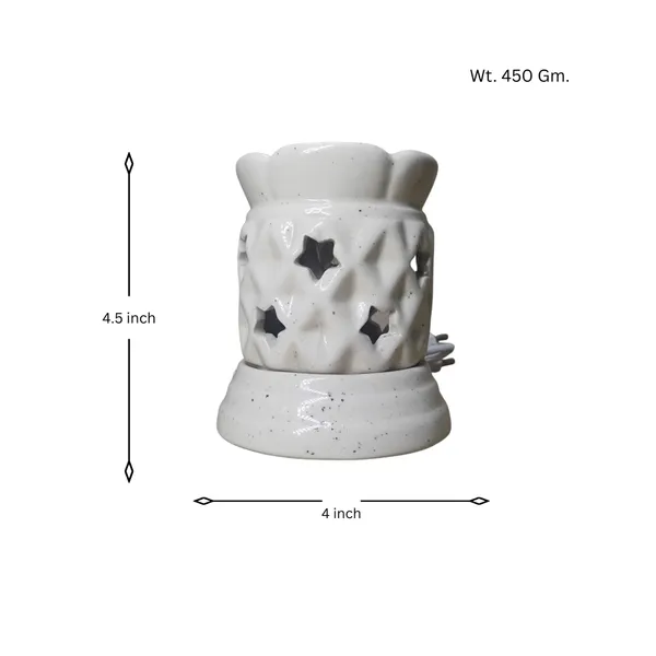 White_Ceramic_Electric_Aroma_Diffuser_with_Star_Cut_Design_&_Lavender_Fragrance_Oil_(10ml)