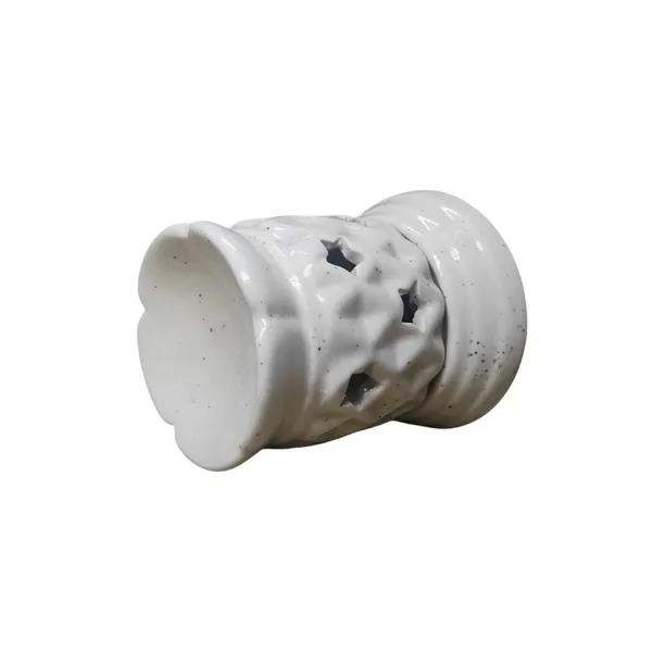 White_Ceramic_Electric_Aroma_Diffuser_with_Star_Cut_Design_&_Lavender_Fragrance_Oil_(10ml)