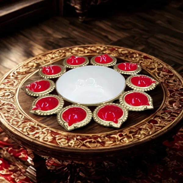 Gold_Metallic_9_Diya_Urli_with_colorful_Meena_work