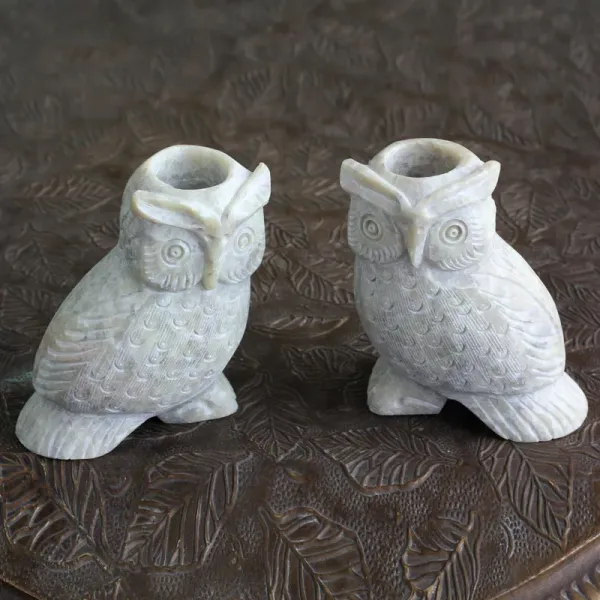 Hand_Carved_Soapstone_Owl_Candle_Holders_(Pair)