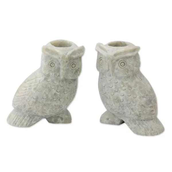 Hand_Carved_Soapstone_Owl_Candle_Holders_(Pair)