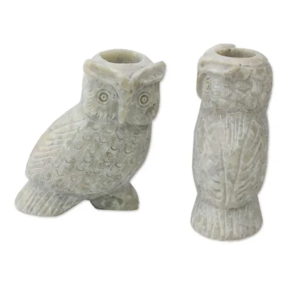 Hand_Carved_Soapstone_Owl_Candle_Holders_(Pair)