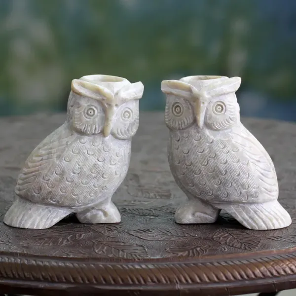 Hand_Carved_Soapstone_Owl_Candle_Holders_(Pair)