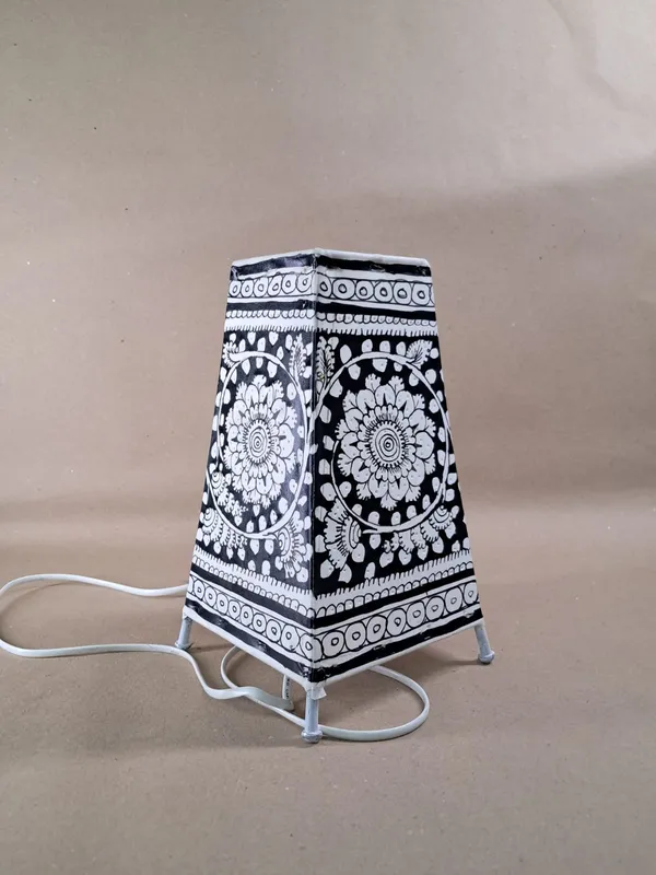 Hand_Painted_Hand_Pricked_Leather_Table_Lamp_Bedside_Lamp_(Black_and_White_Rangoli)