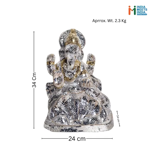 Handmade_Papier_Mache_with_Mirror_Work_Ganesha_Idol,_Contemporary_Indian_Art,_Ganesha_Statue_for_Home_Decor