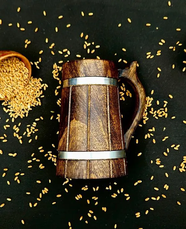 Handmade_Wooden_Beer_Mug,_Mango_Wood_with_Sheesham_Finish,_Barrel_Style,_Lightweight_&_Durable