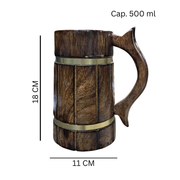 Handmade_Wooden_Beer_Mug,_Mango_Wood_with_Sheesham_Finish,_Barrel_Style,_Lightweight_&_Durable