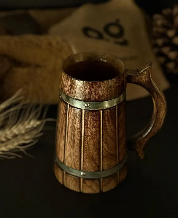 Handmade_Wooden_Beer_Mug,_Mango_Wood_with_Sheesham_Finish,_Barrel_Style,_Lightweight_&_Durable