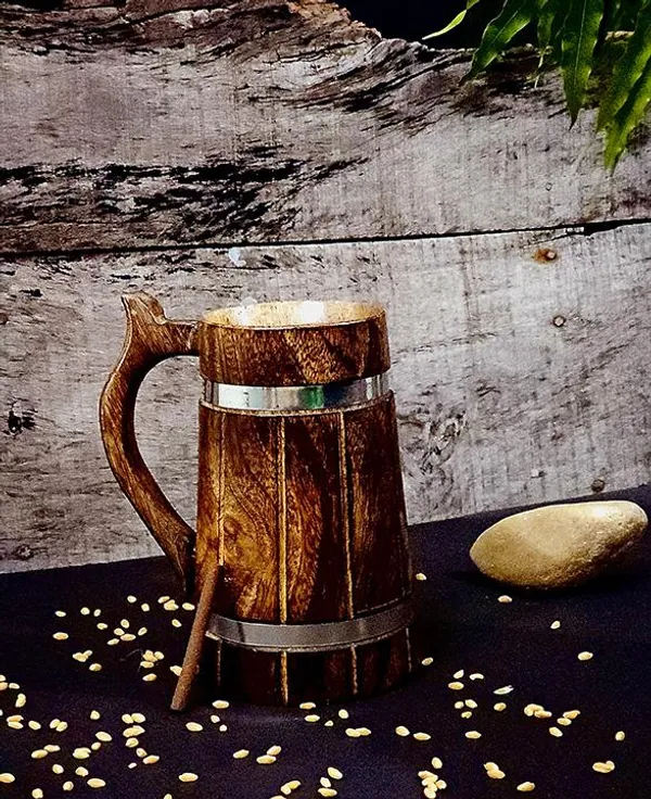 Handmade_Wooden_Beer_Mug,_Mango_Wood_with_Sheesham_Finish,_Barrel_Style,_Lightweight_&_Durable