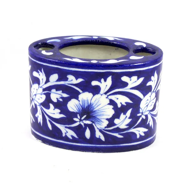 Blue_Art_Pottery_Multipurpose_Holder_Oval_Shape_Pen_Stationery_Holder_Blue_Ceramic_Holder_Tabletop_Bath_Accessory