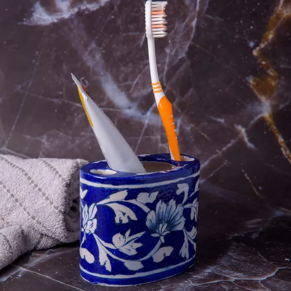 Blue_Art_Pottery_Multipurpose_Holder_Oval_Shape_Pen_Stationery_Holder_Blue_Ceramic_Holder_Tabletop_Bath_Accessory