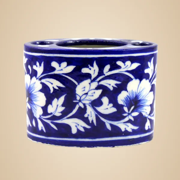 Blue_Art_Pottery_Multipurpose_Holder_Oval_Shape_Pen_Stationery_Holder_Blue_Ceramic_Holder_Tabletop_Bath_Accessory