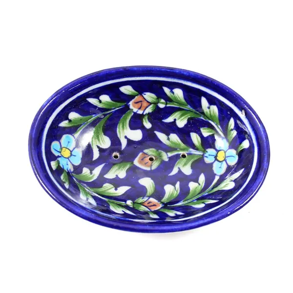 Blue_Art_Pottery_Bath_Set_Blue_Floral_Soap_Dish_and_Brush_Holder_Elegant_Bath_Accessories_Set_of_2