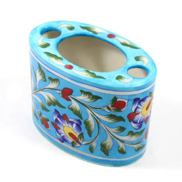 Blue_Art_Pottery_Bath_Set_Sky_Blue_Floral_Oval_Shape_Soap_Dish_and_Brush_Holder_Elegant_Bath_Accessories_Set_of_2