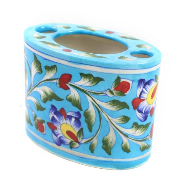 Blue_Art_Pottery_Bath_Set_Sky_Blue_Floral_Oval_Shape_Soap_Dish_and_Brush_Holder_Elegant_Bath_Accessories_Set_of_2