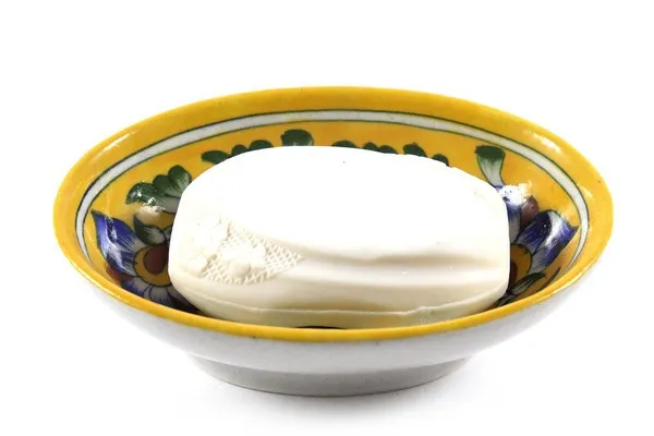 Blue_Art_Pottery_Bath_Set_Yellow_Floral_Oval_Shape_Soap_Dish_and_Brush_Holder_Elegant_Bath_Accessories_Set_of_2