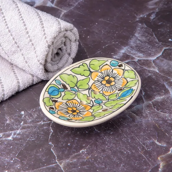Green_Ceramic_Soap_Bar_Dish_Tray_Hand_Painted_Bath_Accesorries_5_x_4_inch