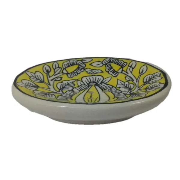 Yellow_Ceramic_Soap_Bar_Dish_Tray_Hand_Painted_Bath_Accesorries_5_x_4_inch