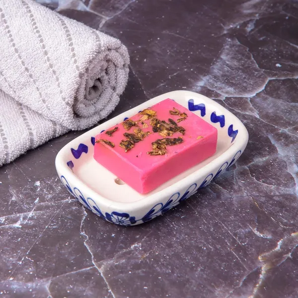 White_Ceramic_Soap_Bar_Dish_Tray_Hand_Painted_Bath_Accesorries_5_x_4_inch