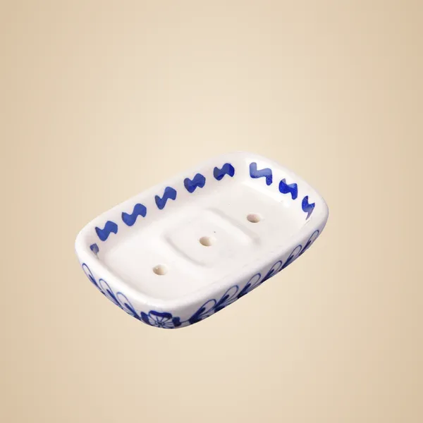 White_Ceramic_Soap_Bar_Dish_Tray_Hand_Painted_Bath_Accesorries_5_x_4_inch