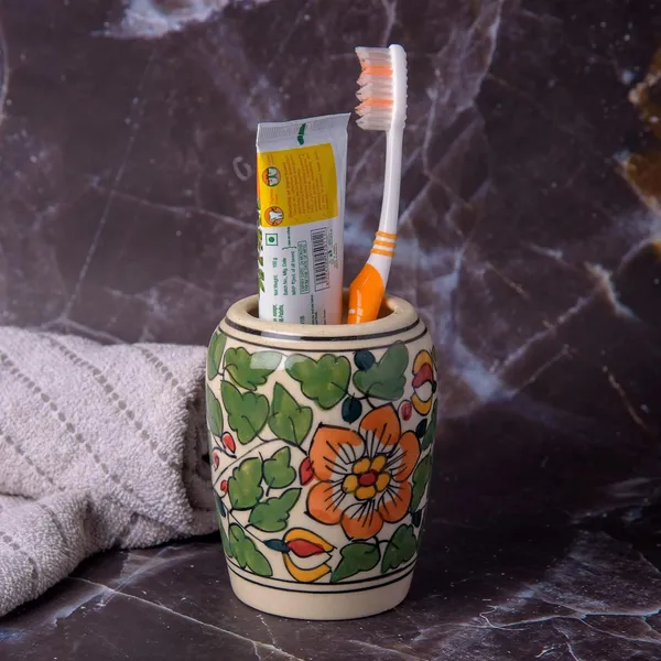 Green_Ceramic_Brush_Holder_Pen_Holder_Shaving_Kit_Stand_Hand_Painted_Bath_Accesorries_4_inch
