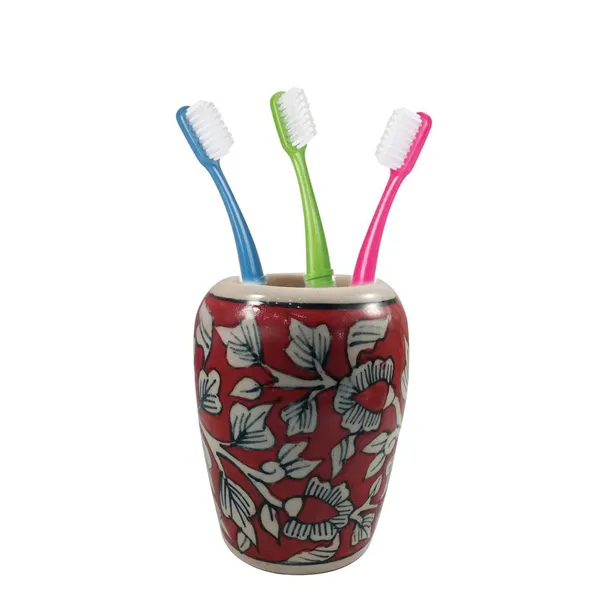 Red_Ceramic_Brush_Holder_Pen_Holder_Shaving_Kit_Stand_Hand_Painted_Bath_Accesorries_4_inch