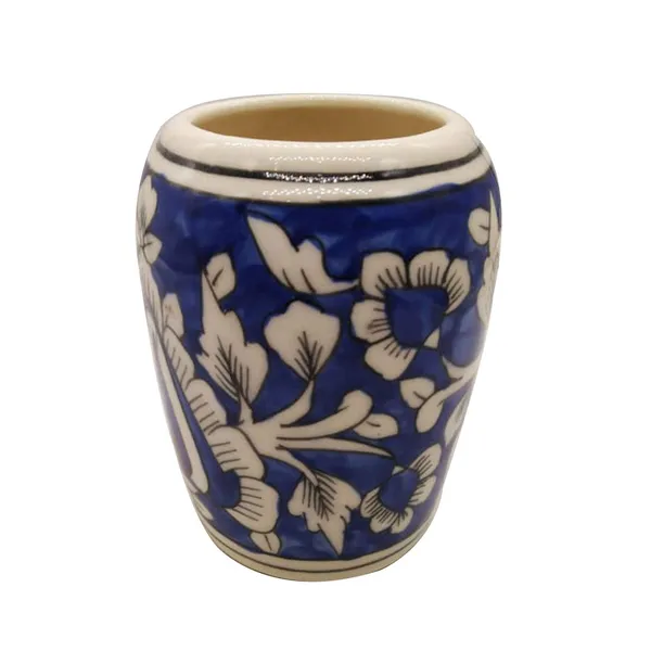 Blue_Ceramic_Brush_Holder_Pen_Holder_Shaving_Kit_Stand_Hand_Painted_Bath_Accesorries_4_inch