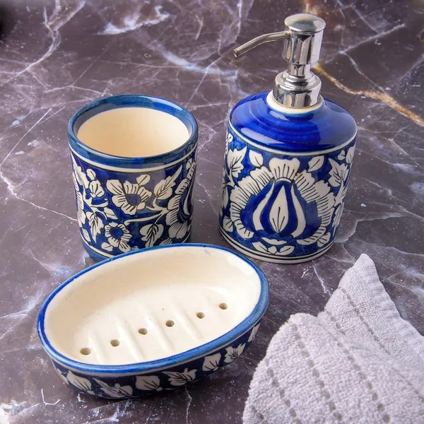 Blue_Hand_Painted_Ceramic_Bath_Accessory_Soap_Dish,_Liquid_Dispenser,_Toothbrush_Holder_Set_of_3