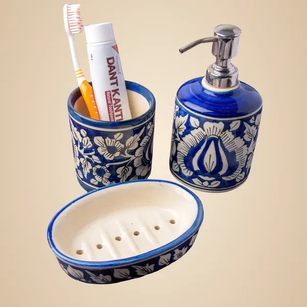 Blue_Hand_Painted_Ceramic_Bath_Accessory_Soap_Dish,_Liquid_Dispenser,_Toothbrush_Holder_Set_of_3