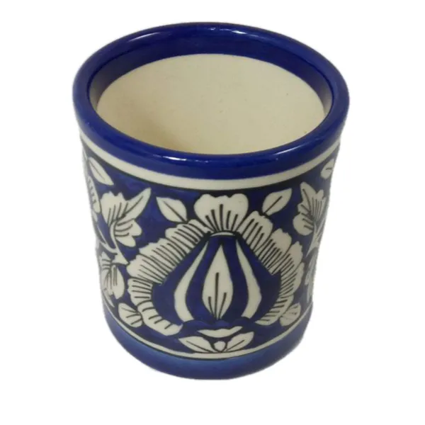 Blue_Ceramic_Toothbrush_Holder_Paste_Holder_Pen_Stand_Bath_Accessory_Stationery_Item_Hand_Painted