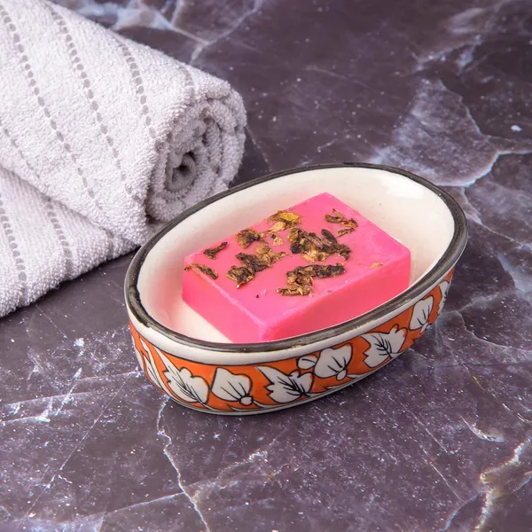 Orange_Ceramic_Soap_Bar_Dish_Soap_Tray_Hand_Painted_Bath_Accessory_6_x_4_INCH