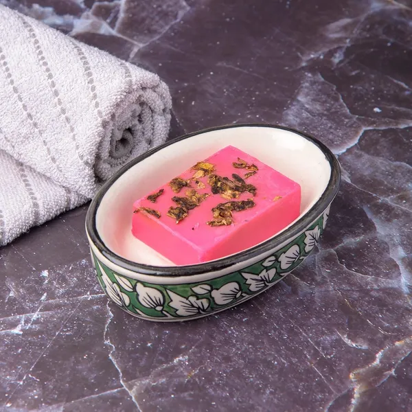 Green_Ceramic_Soap_Bar_Dish_Soap_Tray_Hand_Painted_Bath_Accessory_6_x_4_INCH