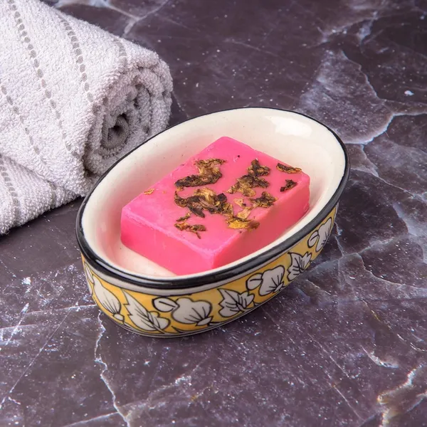 Yellow_Ceramic_Soap_Bar_Dish_Soap_Tray_Hand_Painted_Bath_Accessory_6_x_4_INCH