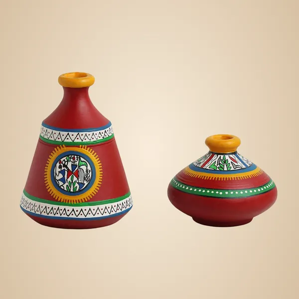 Red_Terracotta_Decorative_Vase_Set_Of_2_Handpainted_Clay_Pots_Small