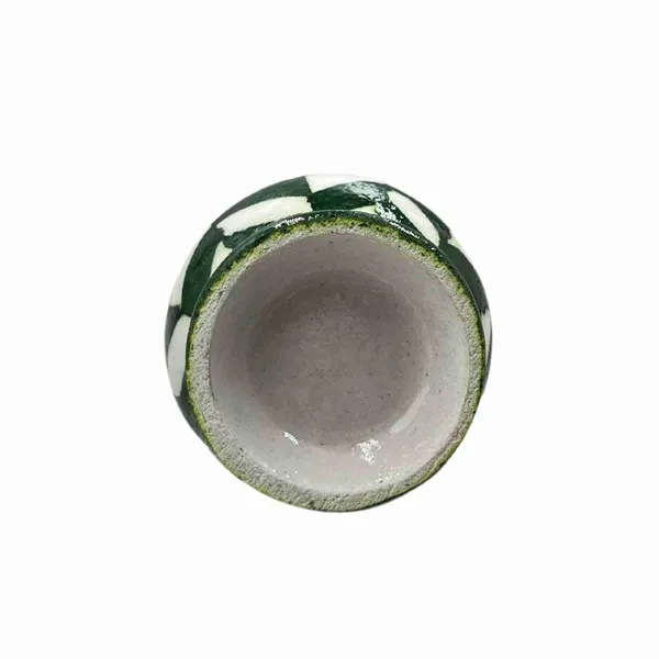 Blue_Art_Pottery_Mini_Vase_3_inch_Green_Set_of_2_and_White_Geometric_Pattern