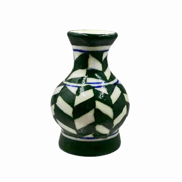 Blue_Art_Pottery_Mini_Vase_3_inch_Green_Set_of_2_and_White_Geometric_Pattern