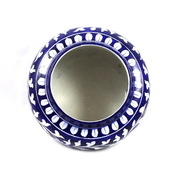 Blue_Art_Pottery_Blue_Flower_Vase_Round_Shaped_Decorative_Pot_Classy_Exclusive_Ethnic_Vase