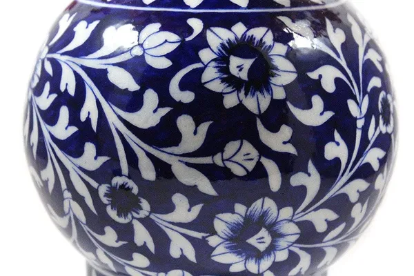 Blue_Art_Pottery_Ceramic_Vase_Pot_Hand_Painted_Flower_Design_Matka_Shape_for_Home_Office_Center_Table_D_cor