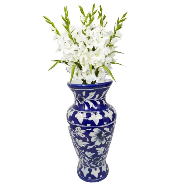 Blue_Art_Pottery_Ceramic_Vase_Pot_Hand_Painted_Flower_Design_Cylindrical_Surahi_Shape_for_Home_Office_Center_Table_D_cor