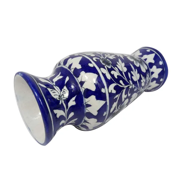 Blue_Art_Pottery_Ceramic_Vase_Pot_Hand_Painted_Flower_Design_Cylindrical_Surahi_Shape_for_Home_Office_Center_Table_D_cor