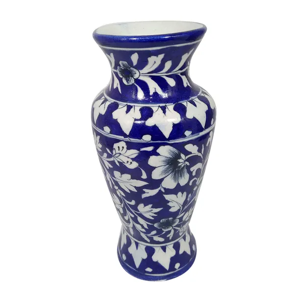 Blue_Art_Pottery_Ceramic_Vase_Pot_Hand_Painted_Flower_Design_Cylindrical_Surahi_Shape_for_Home_Office_Center_Table_D_cor