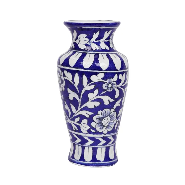 Blue_Art_Pottery_Ceramic_Vase_Pot_Hand_Painted_Flower_Design_Cylindrical_Surahi_Shape_for_Home_Office_Center_Table_D_cor