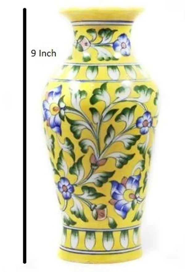 Blue_Art_Pottery_Ceramic_Vase_Pot_Hand_Painted_Yellow_Flower_Design_Cylindrical_Surahi_Shape_for_Home_Office_Center_Table_D_cor