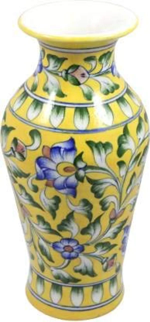 Blue_Art_Pottery_Ceramic_Vase_Pot_Hand_Painted_Yellow_Flower_Design_Cylindrical_Surahi_Shape_for_Home_Office_Center_Table_D_cor