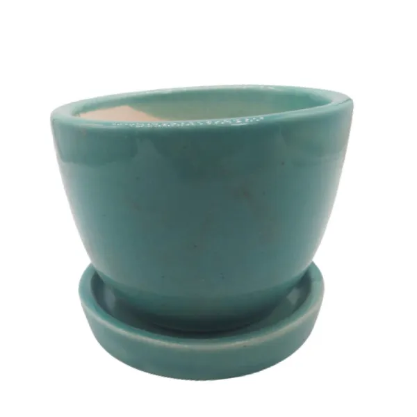 Cup_Plate_Ceramic_Flower_Pot_Planter_Indoor_Outdoor_Planter_3_Inch_Handicraft_by_Awarded__n_Artisan_(Green)