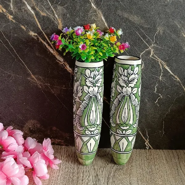 Green_Ceramic_Magnetic_Vase_Set_of_2_for_Locker/Refrigerator/Boards_Kitchen_D_cor_Home_D_cor/Offices/Bars_&_Restaurants