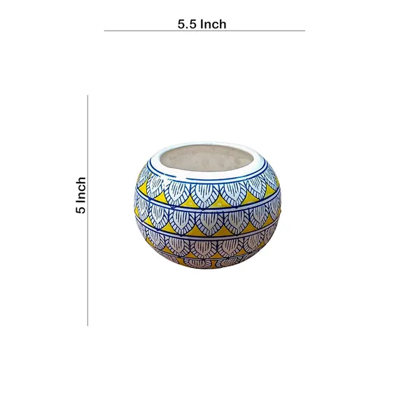 Yellow_Ceramic_Planter_Plant_Container_Flower_Vase_Hand_Painted_Oval_Shape