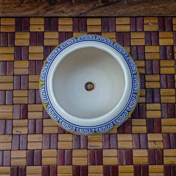 Yellow_Ceramic_Planter_Plant_Container_Flower_Vase_Hand_Painted_Oval_Shape