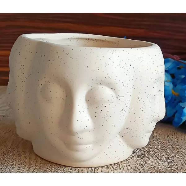 White_Ceramic_Budha_4_Faces_Planter_Modern_Minimalistic_Pot_Planter_for_Home_Decoration/Living_Room/Bedroom/Office/Table/Bookshelf_5.5_x_5_INCHES